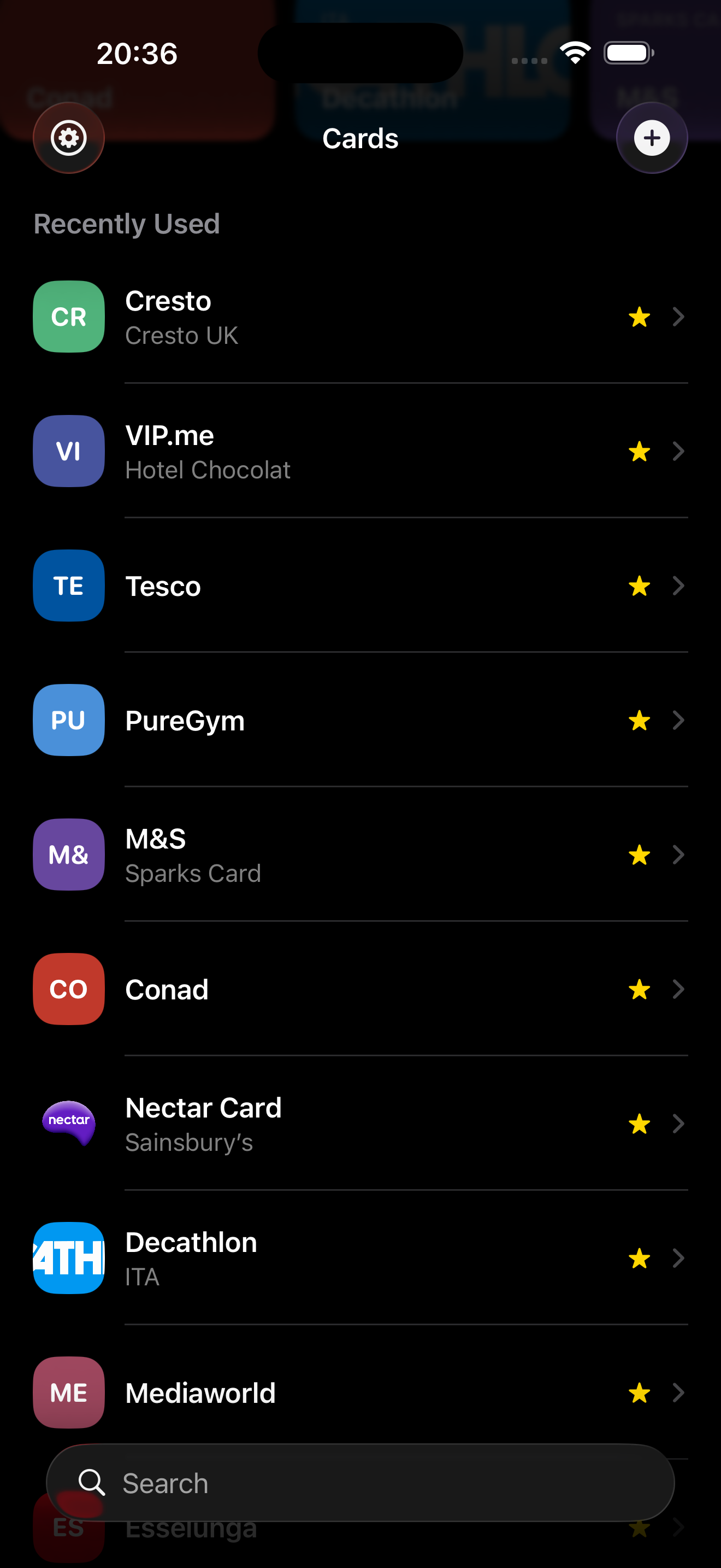 Vue de la collection de cartes dans CardShelf
