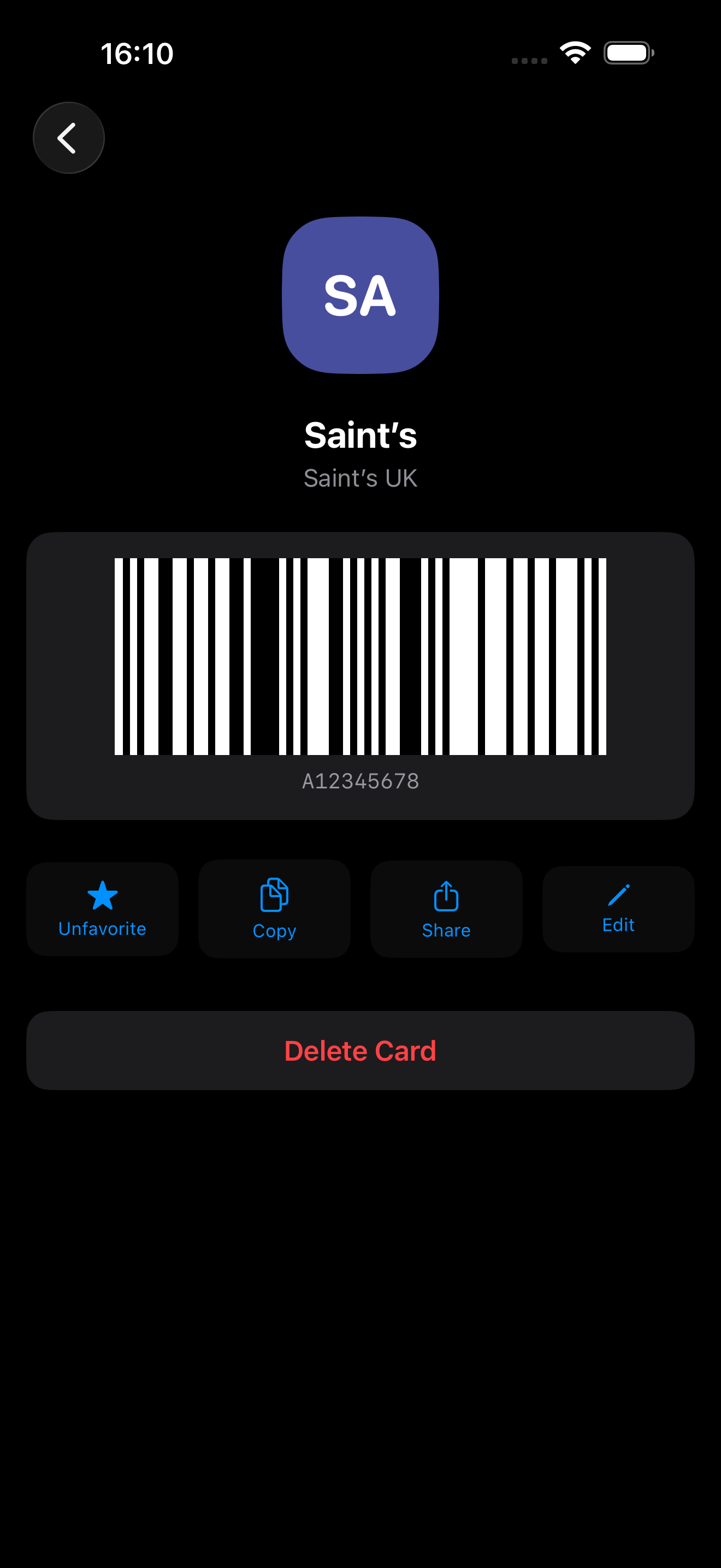 CardShelf sur iPhone